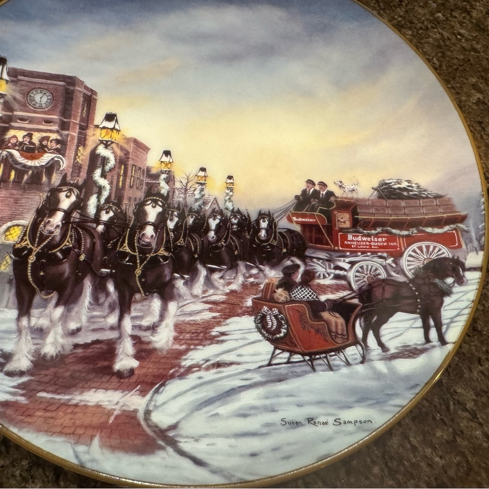 NWOT The Perfect Christmas 1992 Budweiser Limited Edition Plate Collectible - Picture 3 of 8